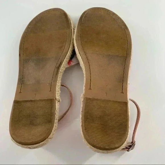 Old navy sandals size 7 pink green canvas tropical palm tree resort Dorsay - Picture 7 of 13